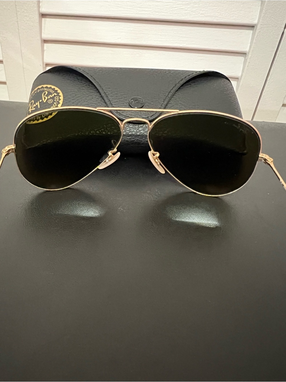 Ray-Ban Aviator Sunglasses — Blue Mirror Lenses with Gold Frame - Picture 8 of 8